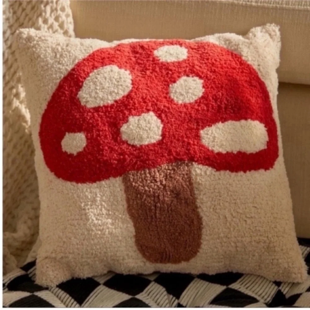 Mushroom Mini Tufted Throw Pillow